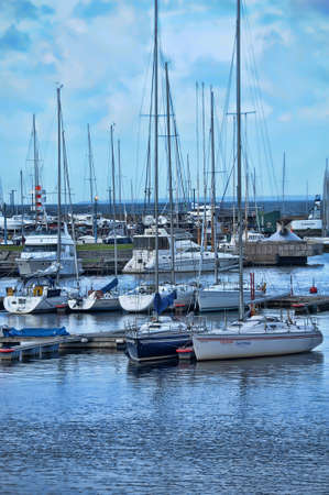 Yacht near the pier, Estonia, Tallinn.のeditorial素材