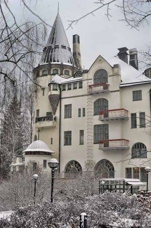 Old castle hotel Valtionhotelli (was built in 1903) in Imatra, Finland.のeditorial素材