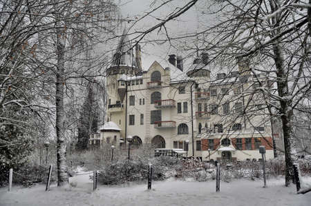 Old castle hotel Valtionhotelli (was built in 1903) in Imatra, Finland.のeditorial素材