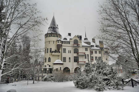 Old castle hotel Valtionhotelli (was built in 1903) in Imatra, Finland.のeditorial素材