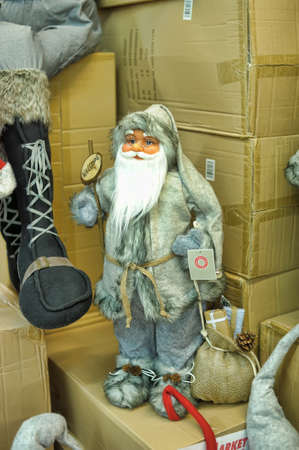 Santa Claus figure in the store, christmas sale, Finland.のeditorial素材