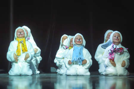 Dance performance on stage, Festival of childrens dance groups, St. Petersburg, Russia.のeditorial素材