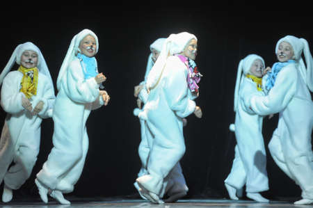 Dance performance on stage, Festival of childrens dance groups, St. Petersburg, Russia.のeditorial素材
