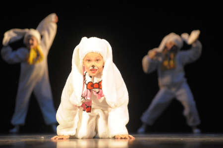 Dance performance on stage, Festival of childrens dance groups, St. Petersburg, Russia.のeditorial素材