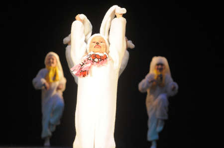 Children dancing in bunny costumesのeditorial素材