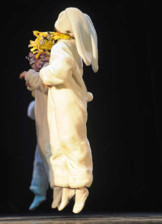 Children dancing in bunny costumesのeditorial素材