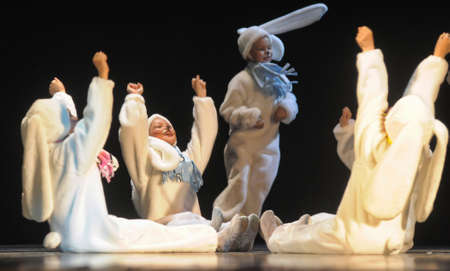 Children dancing in bunny costumesのeditorial素材
