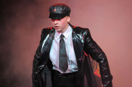 Children\'s dance ensemble, Dance Lenin so young in the spirit of Soviet Socialist Revolution, St. Petersburg, Russia.のeditorial素材