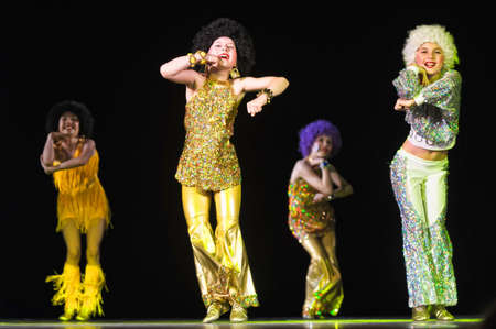 Dance performance on stage, Festival of childrens dance groups, St. Petersburg, Russia.のeditorial素材