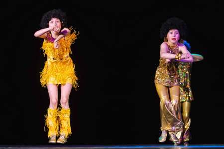 Dance performance on stage, Festival of childrens dance groups, St. Petersburg, Russia.