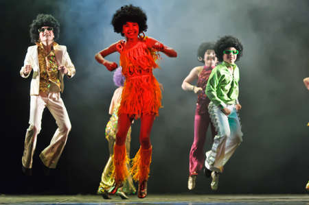 Dance performance on stage, Festival of childrens dance groups, St. Petersburg, Russia.のeditorial素材