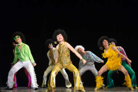 Dance performance on stage, Festival of childrens dance groups, St. Petersburg, Russia.のeditorial素材