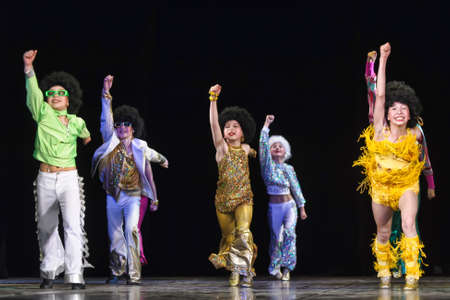 Dance performance on stage, Festival of childrens dance groups, St. Petersburg, Russia.のeditorial素材