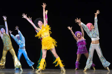 Dance performance on stage, Festival of childrens dance groups, St. Petersburg, Russia.のeditorial素材