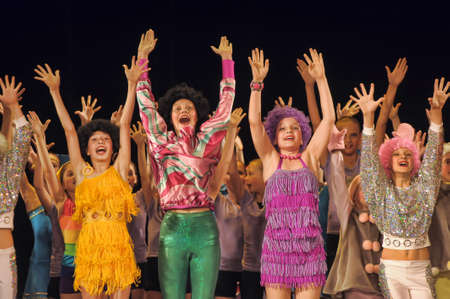 Dance performance on stage, Festival of childrens dance groups, St. Petersburg, Russia.のeditorial素材