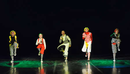 Dance performance on stage, Festival of children's dance groups, St. Petersburg, Russia.