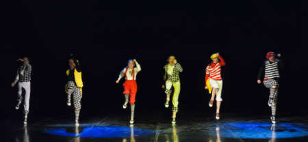 Dance performance on stage, Festival of children's dance groups, St. Petersburg, Russia.のeditorial素材