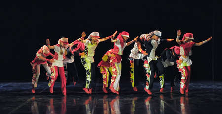 Dance performance on stage, Festival of childrens dance groups, St. Petersburg, Russia.のeditorial素材