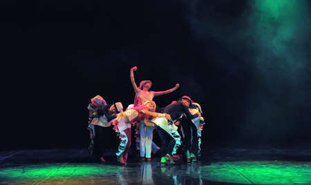 Dance performance on stage, Festival of childrens dance groups, St. Petersburg, Russia.のeditorial素材