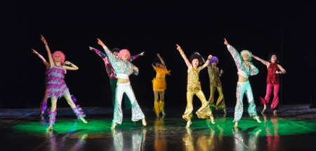 Dance performance on stage, Festival of childrens dance groups, St. Petersburg, Russia.