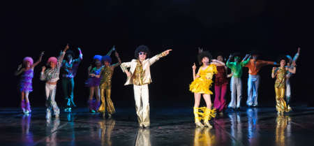 Dance performance on stage, Festival of childrens dance groups, St. Petersburg, Russia.のeditorial素材