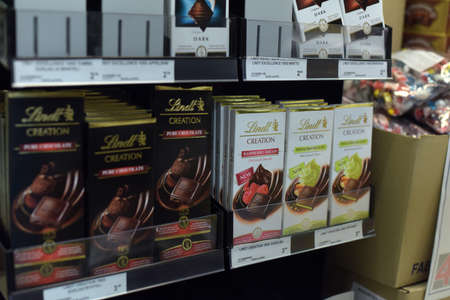 Chocolate on the shelves of the supermarket.のeditorial素材