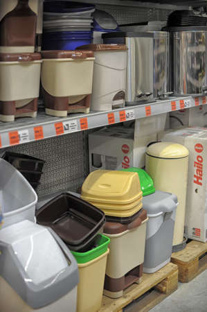 A variety of bins for home and office in the store.