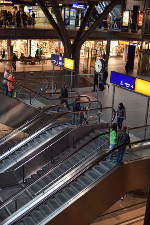 Berlin Central Station. Railway platform. The central station of Berlin - the largest and modern railway station of Europe.のeditorial素材