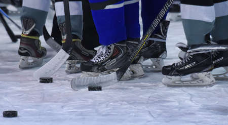 Ice hockey players at a public workout, St. Petersburg, Russiaのeditorial素材