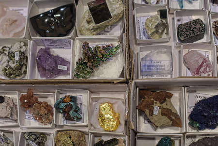 Selection of minerals and stones for sale.