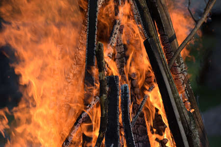 Hot fire ritual fire in the spring.