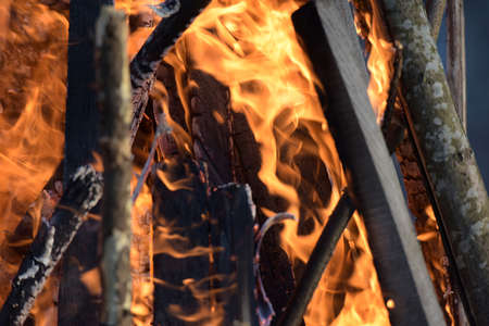 Hot fire ritual fire in the spring.