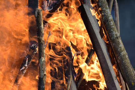 Hot fire ritual fire in the spring.