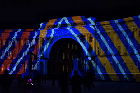Hristmas colorful light show at the Palace Square to St. Petersburg.