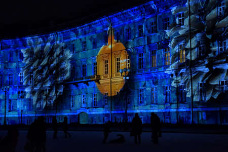 Hristmas colorful light show at the Palace Square to St. Petersburg.のeditorial素材