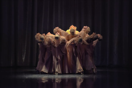 Theatrical performance of dancing collective, Festival, St. Petersburg, Russia.
