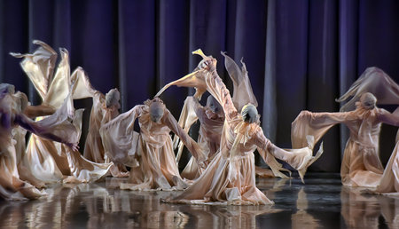 Theatrical performance of dancing collective, Festival, St. Petersburg, Russia.