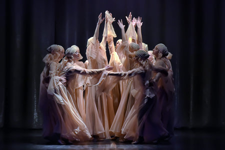 Theatrical performance of dancing collective, Festival, St. Petersburg, Russia.