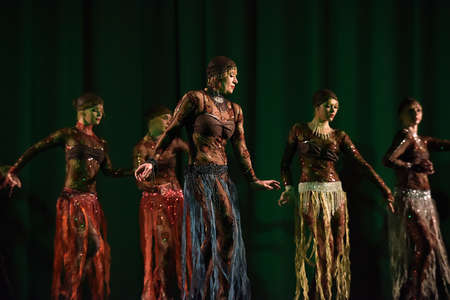 Stage performance of contemporary dance group, St. Petersburg, Russia.のeditorial素材