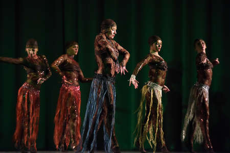 Stage performance of contemporary dance group, St. Petersburg, Russia.のeditorial素材