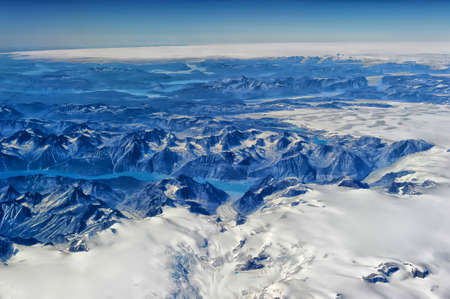Greenland from the plane window.の写真素材