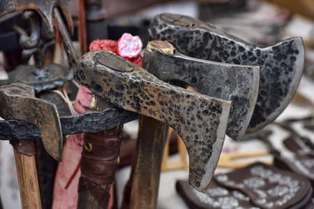 Ancient medieval axes are handmade.の写真素材