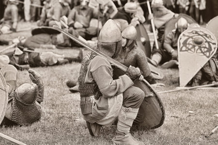 Festival of historical reconstruction Legend of the Norwegian Vikings, St. Petersburg, Russia.のeditorial素材