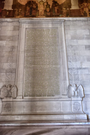 Text of the Gettysburg Address at the Lincoln Memorial in Washington, DC