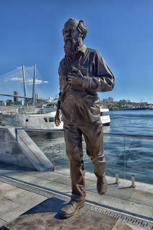 Russia, Vladivostok, August 26, 2016 The monument to Alexander Isayevich Solzhenitsyn in Vladivostok.のeditorial素材