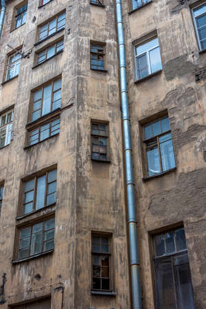 Wall of an old house in the city center on the Petrograd sideの写真素材