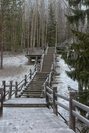 Wooden walkway in Ethno park.