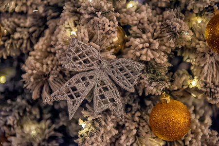Christmas-tree decorations on a christmas fur-tree.の写真素材