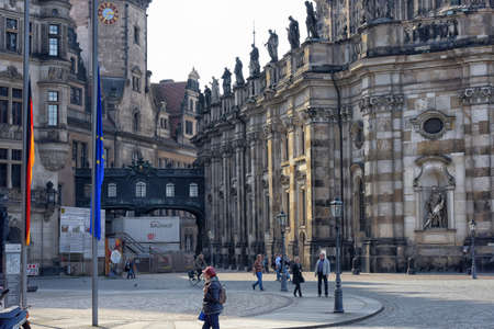 Details of the architecture of the restored cathedral, Dresden, Germanyのeditorial素材