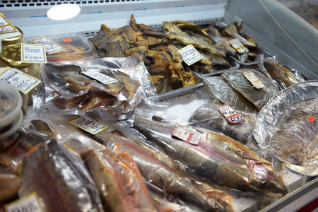 Smoked fish on the counter storeのeditorial素材